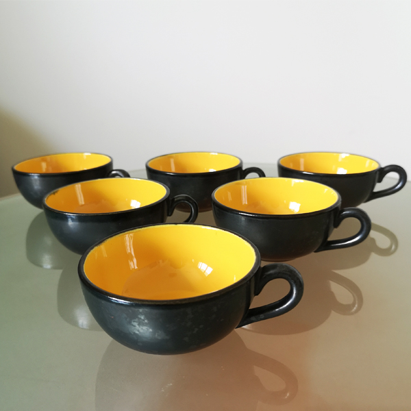 Lot De 6 Tasses à Café Vintage En Verre Et Métal Doré