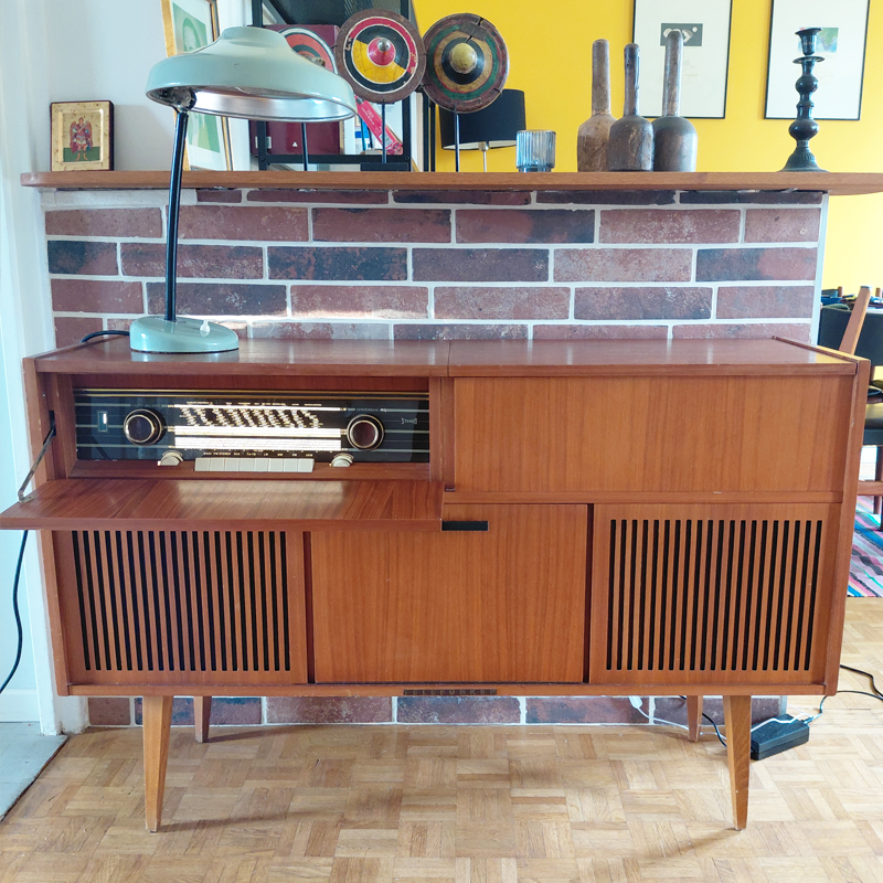 Meuble Telefunken Années 60 – Pour Platine Vinyle – Profondeur 40 Cm – Hauteur 80 Cm